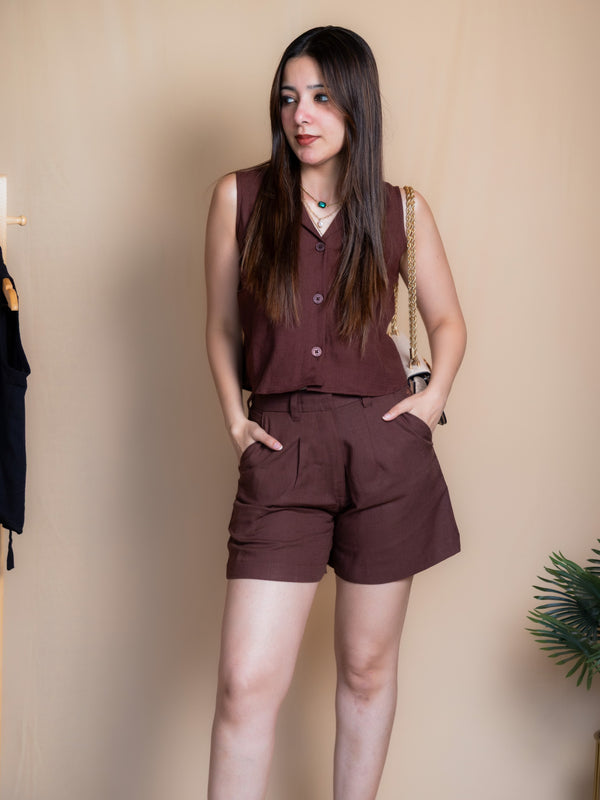 Women Solid Linen Waistcoat