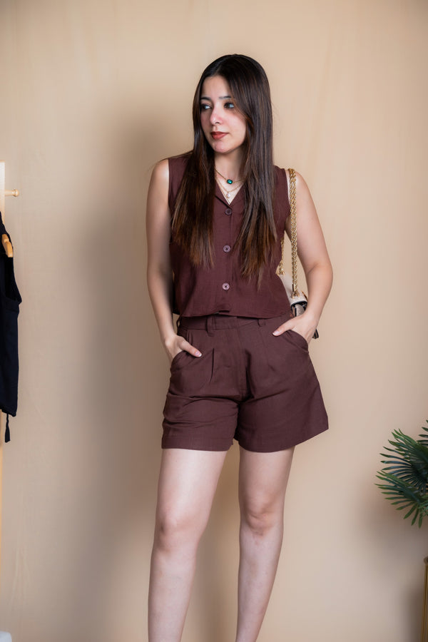 Women Solid Linen Waistcoat