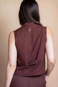 Women Solid Linen Waistcoat