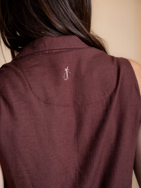Women Solid Linen Waistcoat
