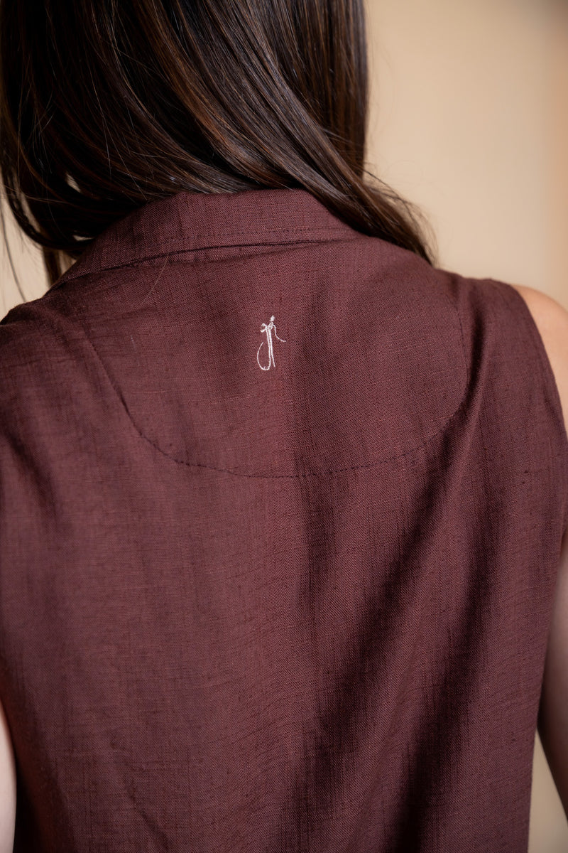 Women Solid Linen Waistcoat