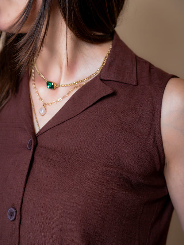 Women Solid Linen Waistcoat