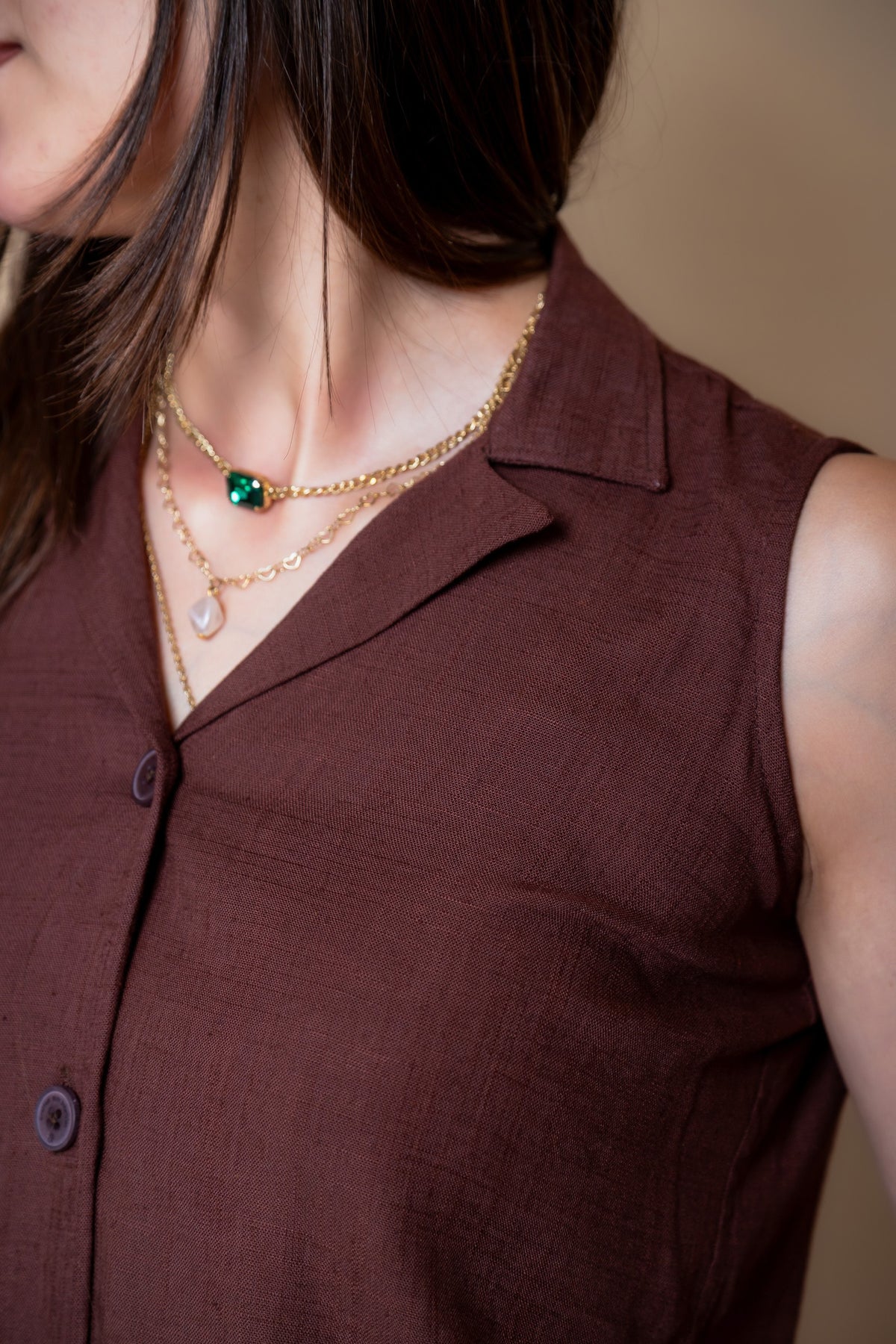 Women Solid Linen Waistcoat