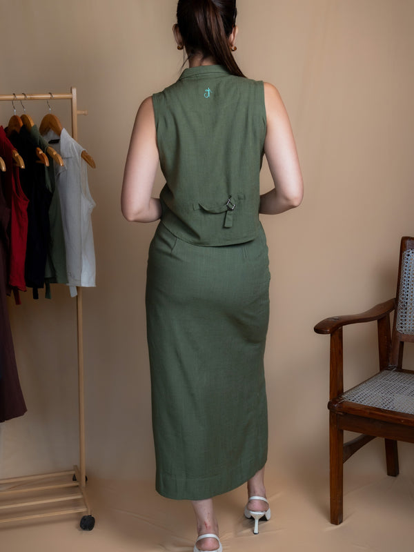 Women Solid Linen Waistcoat