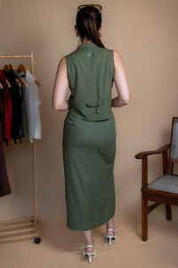 Women Solid Linen Waistcoat