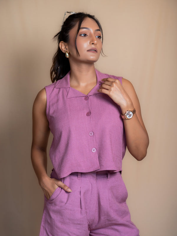 Women Solid Linen Waistcoat