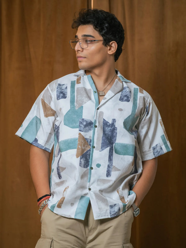 Abstract Printed Oversized Resort Wear Shirt