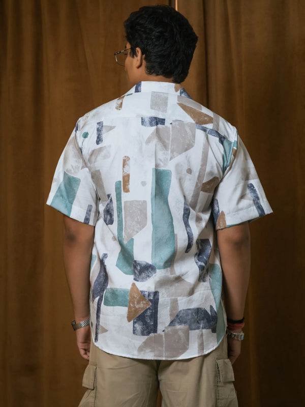 Abstract Printed Oversized Resort Wear Shirt