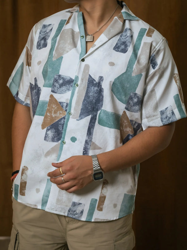 Abstract Printed Oversized Resort Wear Shirt