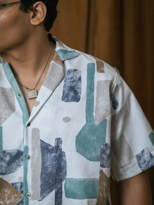 Abstract Printed Oversized Resort Wear Shirt