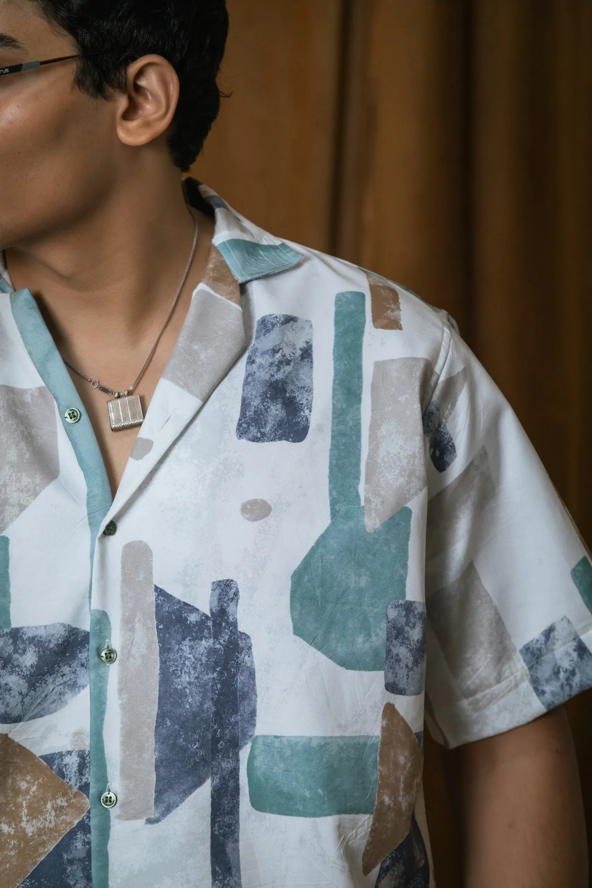 Abstract Printed Oversized Resort Wear Shirt