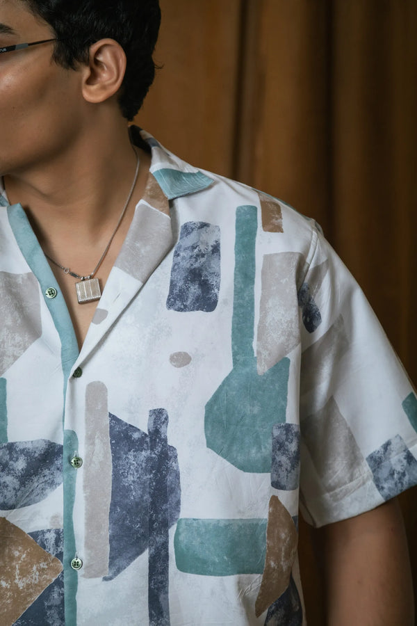 Abstract Printed Oversized Resort Wear Shirt