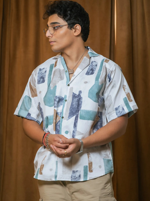 Abstract Printed Oversized Resort Wear Shirt