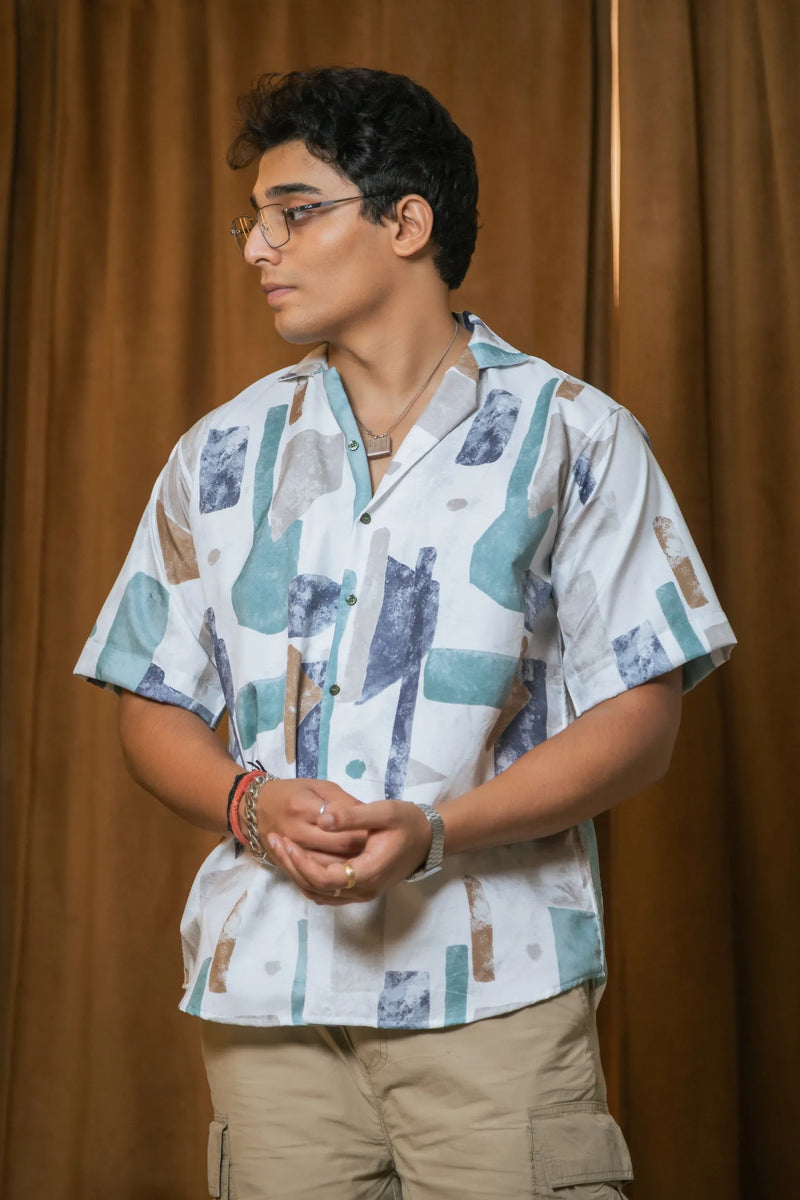 Abstract Printed Oversized Resort Wear Shirt