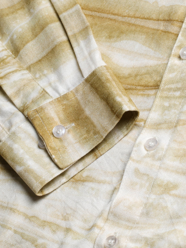 Horizontal Striped Tie Dye Slim Fit Unisex Rayon Shirt