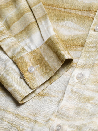 Horizontal Striped Tie Dye Slim Fit Unisex Rayon Shirt