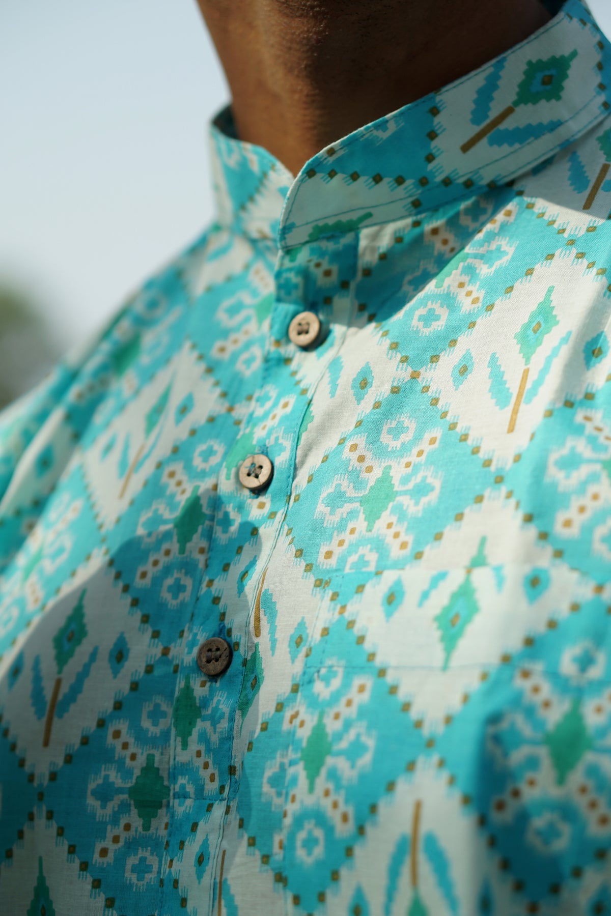 Blue & White Ethinc Motifs Handblock Printed Short Kurta