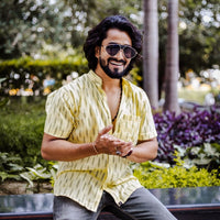 Yellow Stripes Handwoven Ikat Shirt