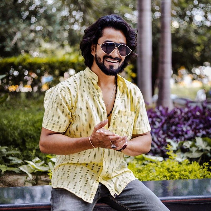 Yellow Stripes Handwoven Ikat Shirt