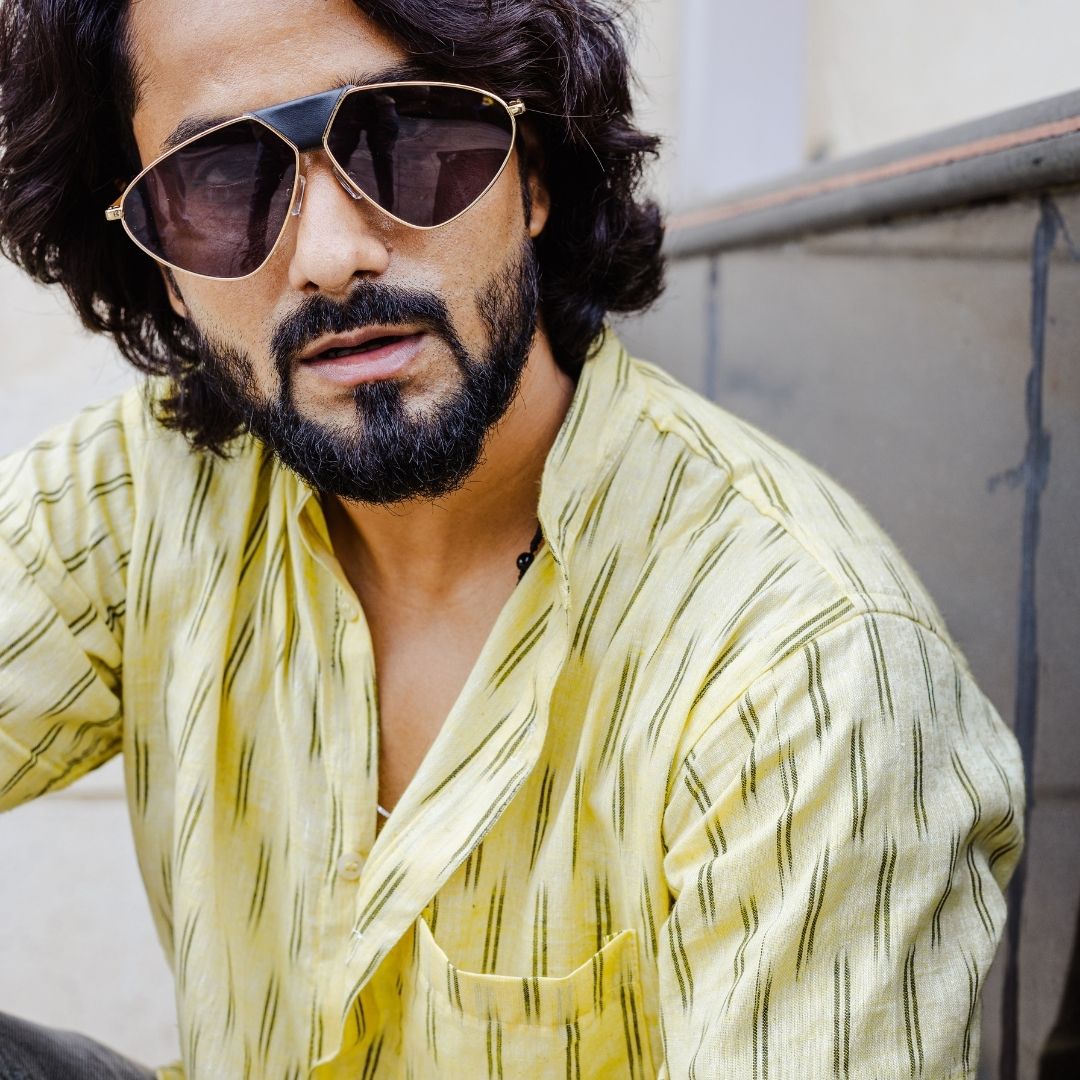 Yellow Stripes Handwoven Ikat Shirt