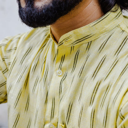 Yellow Stripes Handwoven Ikat Shirt