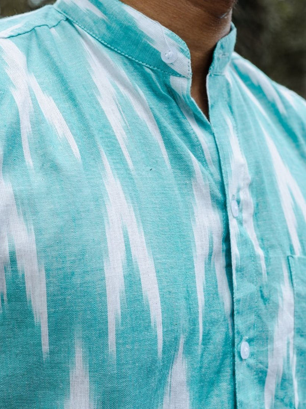 Sea Green Handwoven Ikat Shirt