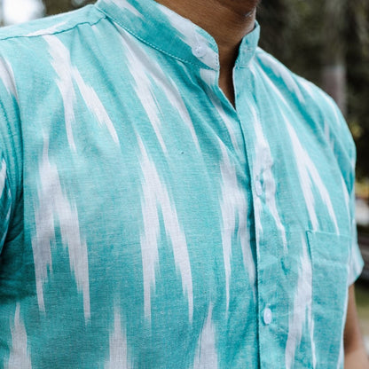 Sea Green Handwoven Ikat Shirt