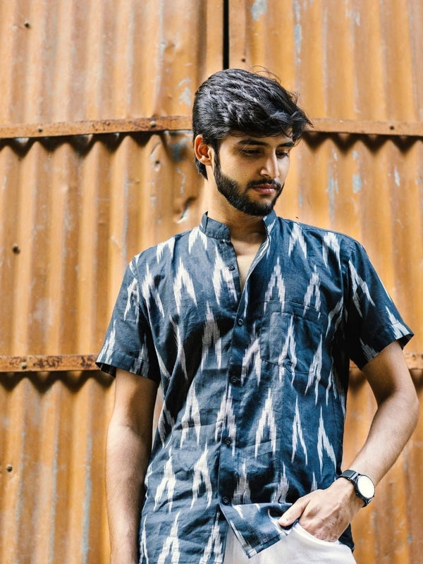 Black Handwoven Ikat Shirt