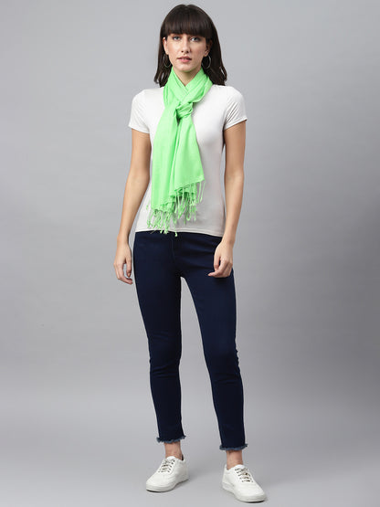 Fluorescent Green Rayon Solid Unisex Stole