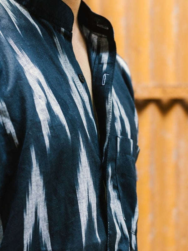Black Handwoven Ikat Shirt