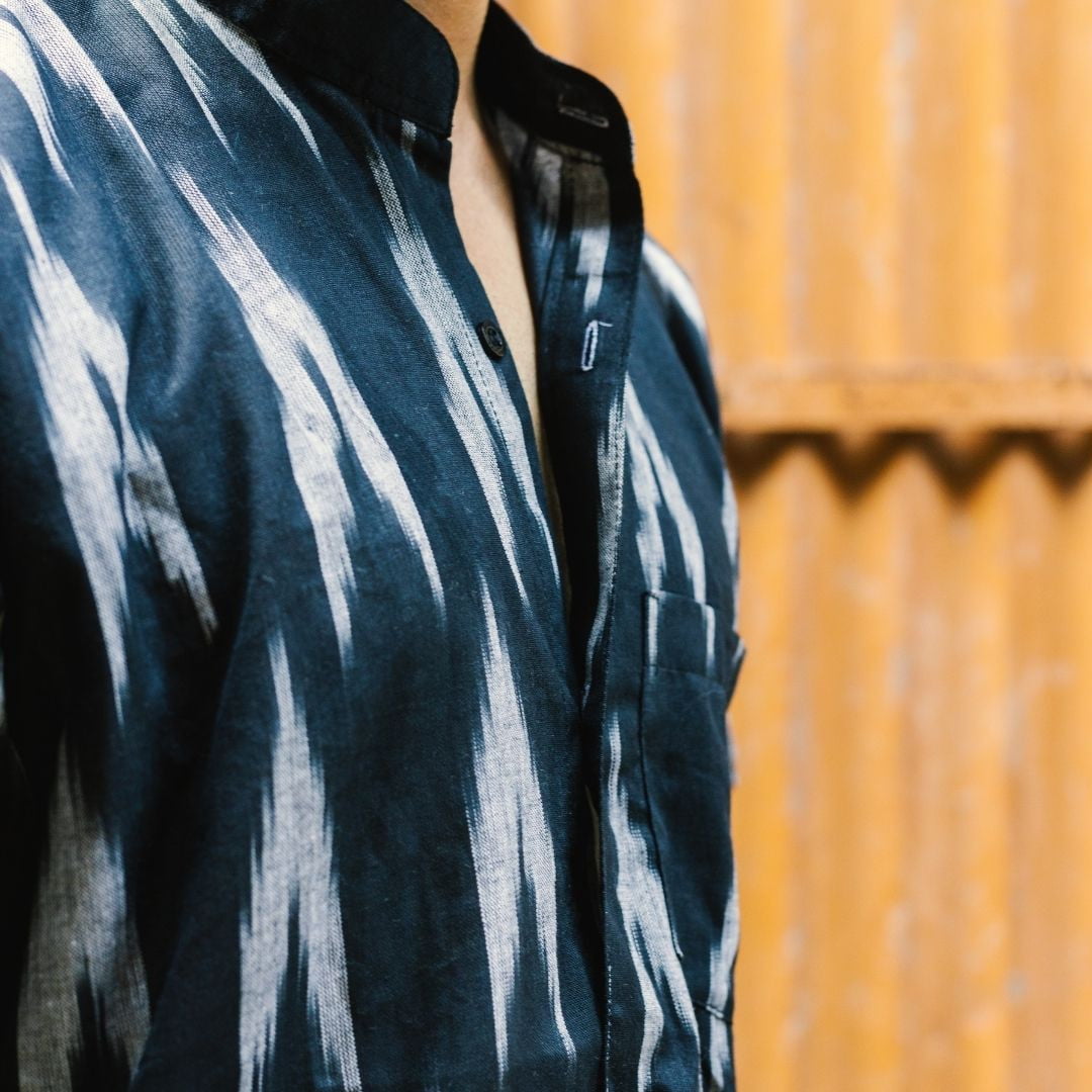 Black Handwoven Ikat Shirt