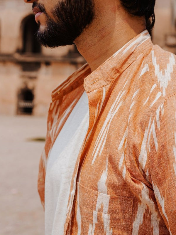 Rust Handwoven Ikat Shirt
