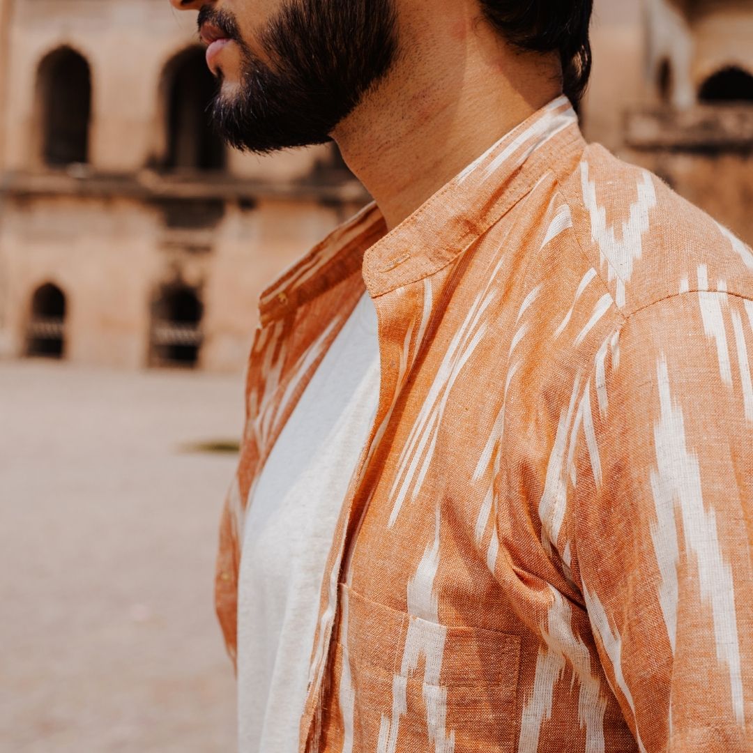 Rust Handwoven Ikat Shirt