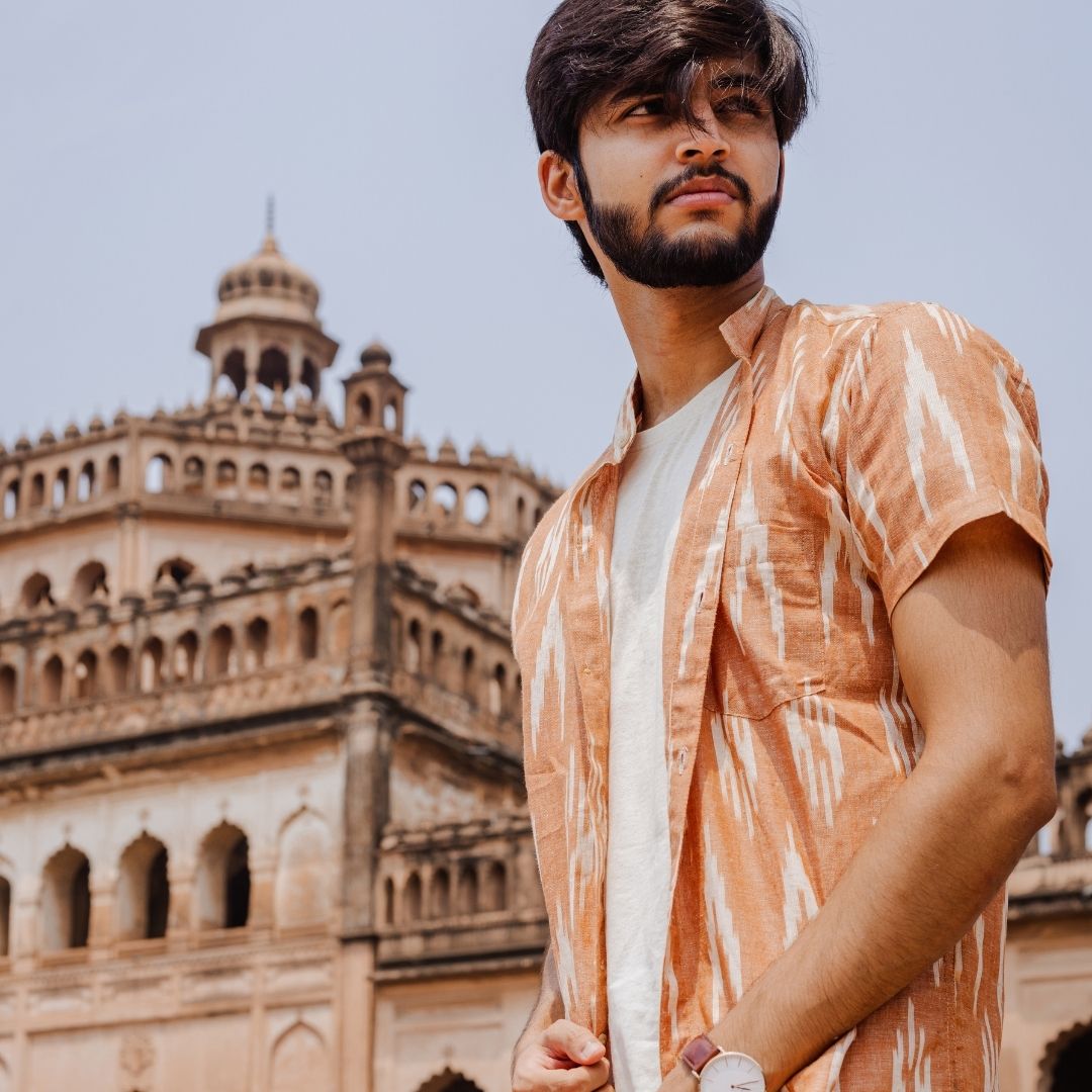 Rust Handwoven Ikat Shirt