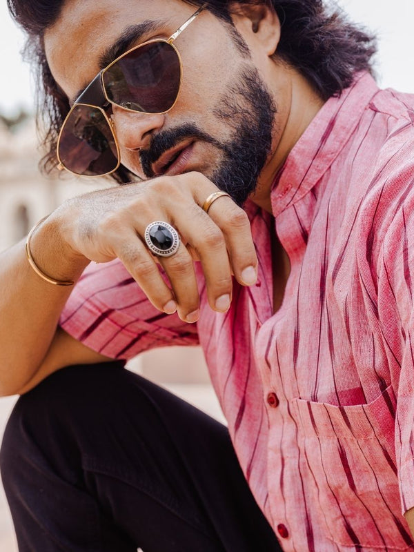 Pink Stripes Handwoven Ikat Shirt