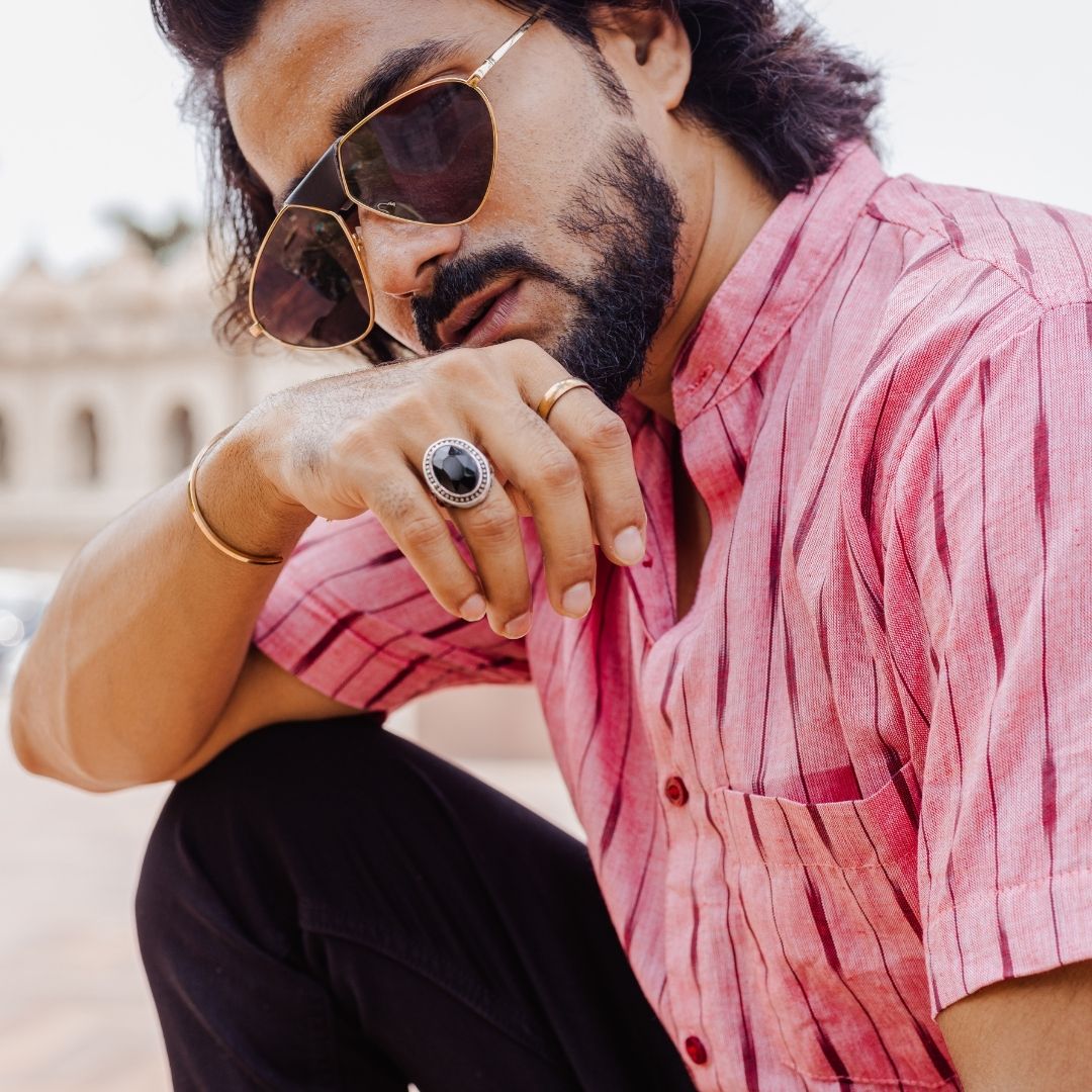 Pink Stripes Handwoven Ikat Shirt