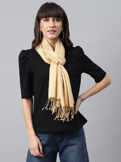 Tan Rayon Solid Unisex Stole