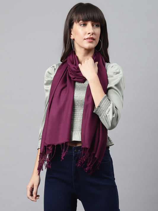 Wine Rayon Solid Unisex Stole
