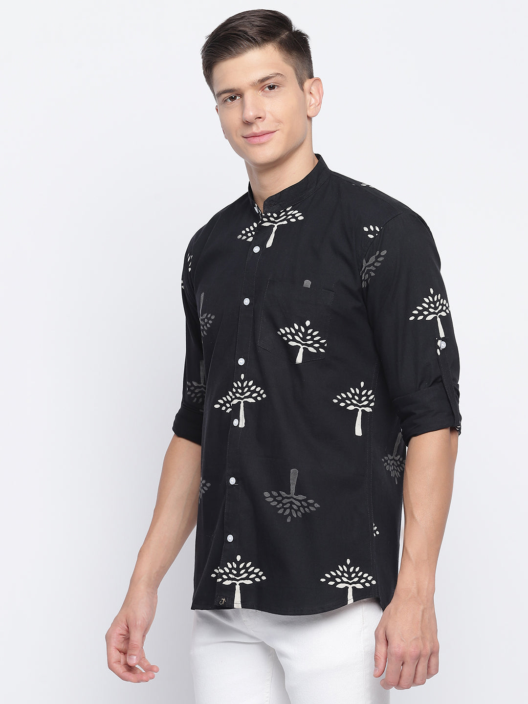 Tree Hand Block Printed Slim Fit Shirt