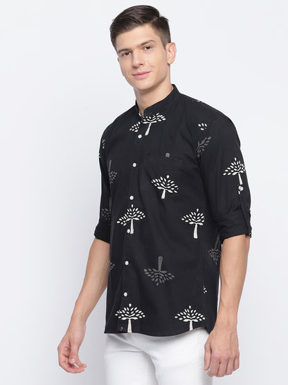 Tree Hand Block Printed Slim Fit Shirt
