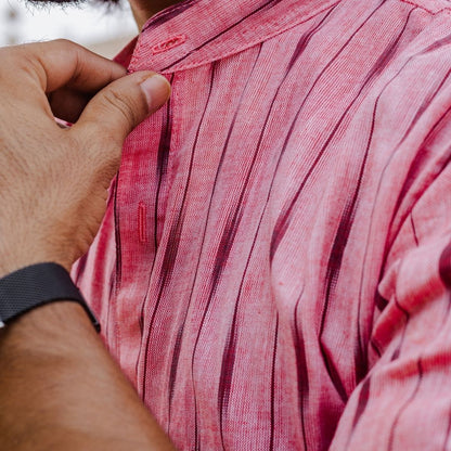 Pink Stripes Handwoven Ikat Shirt