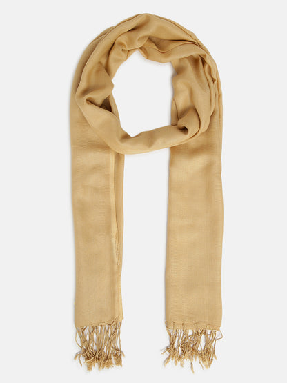 Tan Rayon Solid Unisex Stole