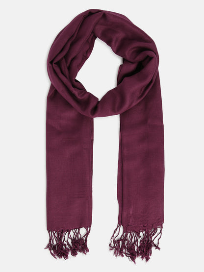 Wine Rayon Solid Unisex Stole
