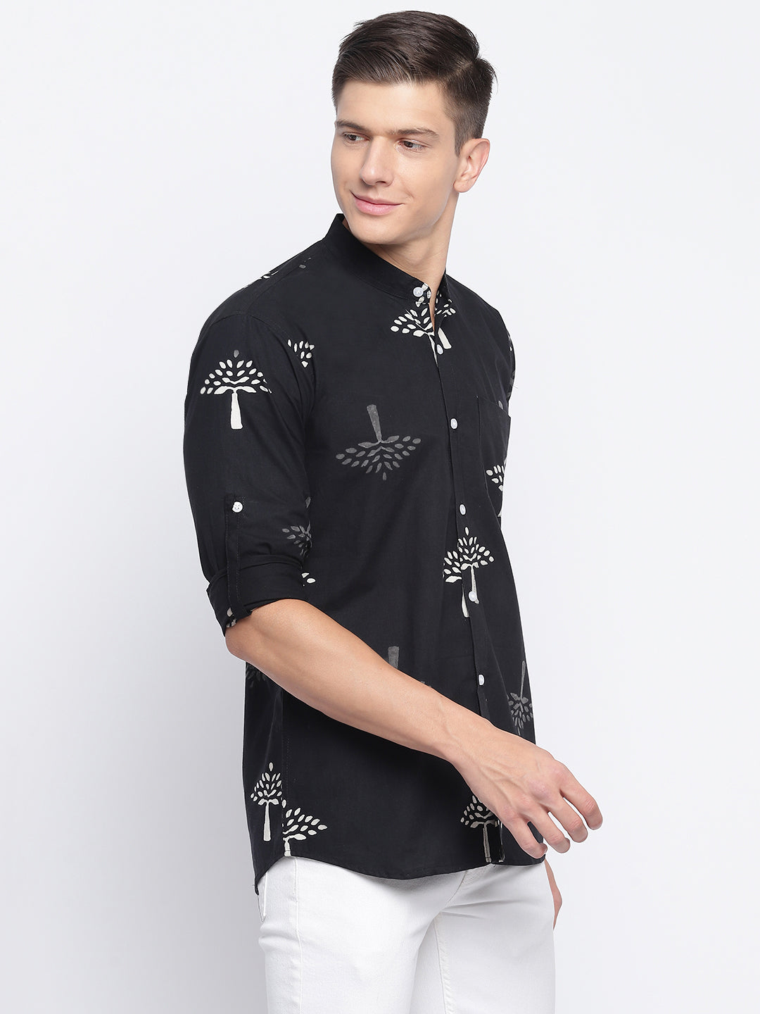 Tree Hand Block Printed Slim Fit Shirt