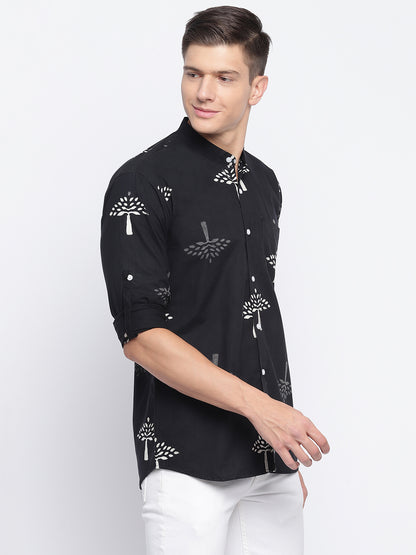 Tree Hand Block Printed Slim Fit Shirt