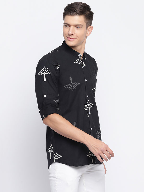 Tree Hand Block Printed Slim Fit Shirt