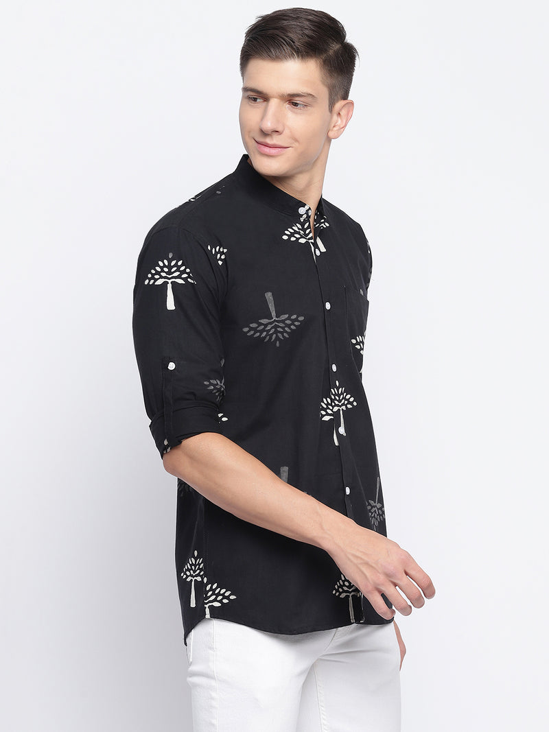 Tree Hand Block Printed Slim Fit Shirt