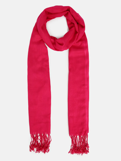 Hot Pink Rayon Solid Unisex Stole