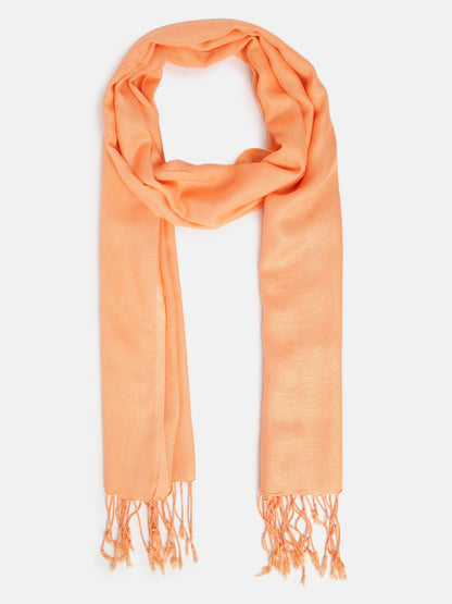 Peach Rayon Solid Unisex Stole