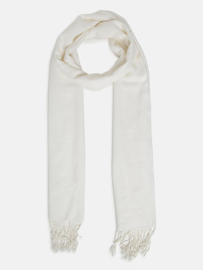 White Rayon Solid Unisex Stole